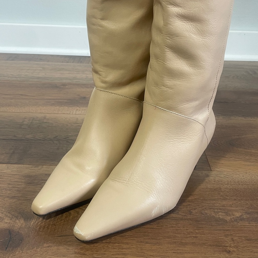 Anthropologie Pull On Nude Heeled Boots Size 38 US 7.5 - Picture 4 of 14